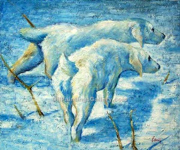 600x500 Siberian Dogs In The Snow By Franz Marc (Painting Id An 0303 A) - Marc Painting
