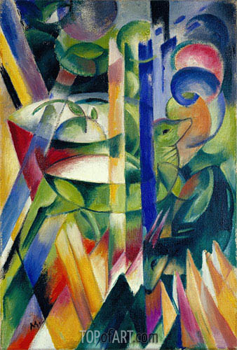 338x500 The Little Mountain Goats Franz Marc Painting Reproduction - Marc Painting