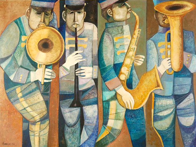 684x512 Mid Centuria Art, Design Decor From The Mid Century - Marching Band Painting