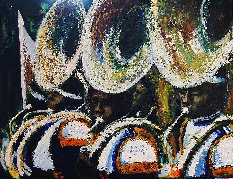 900x691 St. Aug Marching Band Painting By David Dillard - Marching Band Painting