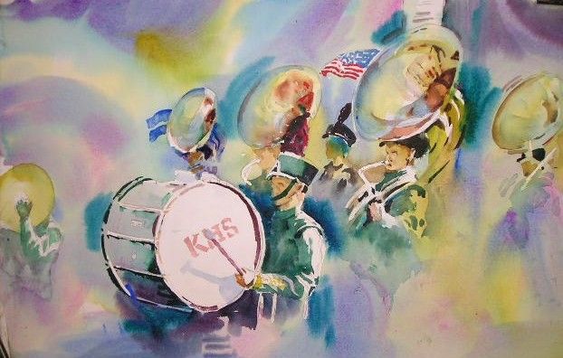 622x396 Marching Band Watercolor Painting Random Marching - Marching Band Painting