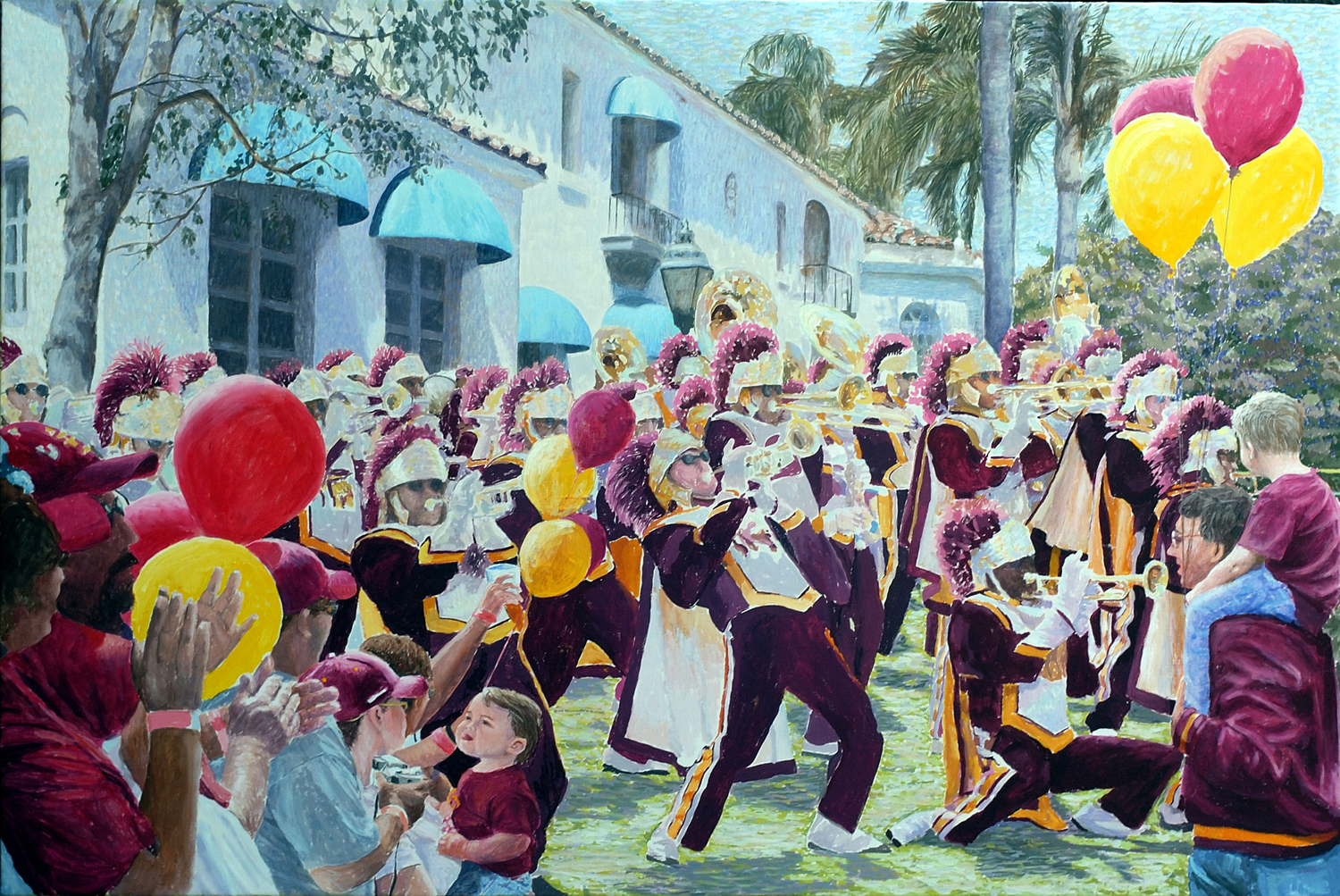 1500x1003 California Impressionist Artist Exhibits - Marching Band Painting