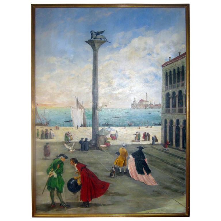 768x768 Vintage Vivid Venice Piazza San Marco Painting Signed Cyro Armand - Marco Painting