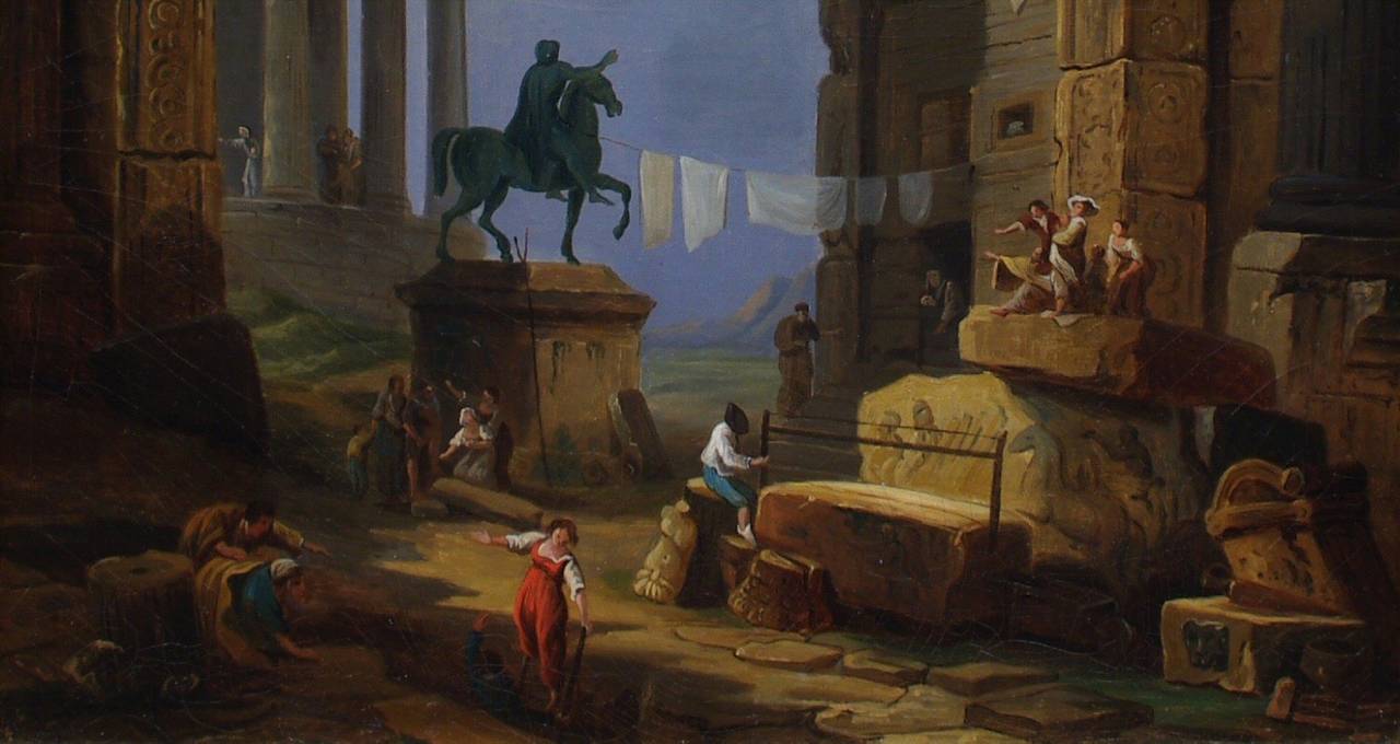 1280x680 Intriguing Roman Capriccio With Statue Of Marcus Aurelius - Marcus Aurelius Painting