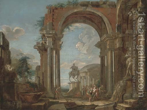 512x384 A Capriccio Of Classical Ruins With Soldiers And Other Figures - Marcus Aurelius Painting
