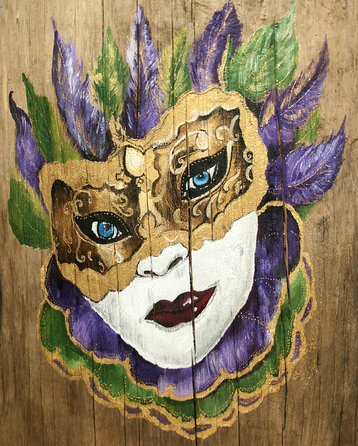722x900 Mardi Gras Mask Painting By Stacey Blanchard - Mardi Gras Mask Painting