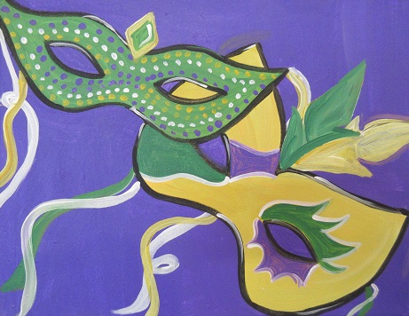 461x356 Mardi Gras Masks On Small Canvas - Mardi Gras Mask Painting