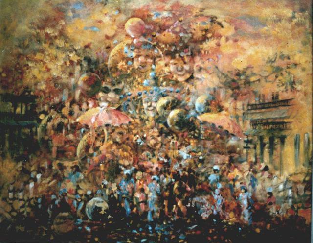 640x496 Norma Poulos Artwork Mardi Gras In The Big Easy Original - Mardi Gras Painting
