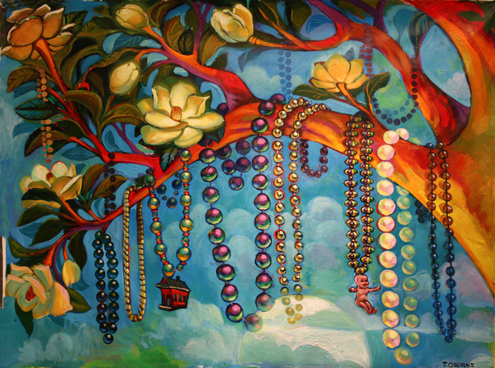 720x535 Post Mardi Gras Magnolia - Mardi Gras Painting