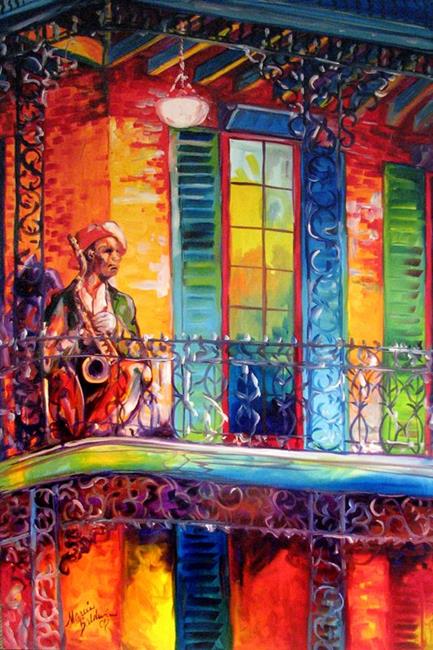 433x650 Sax Man Anticipates Mardi Gras - Mardi Gras Painting