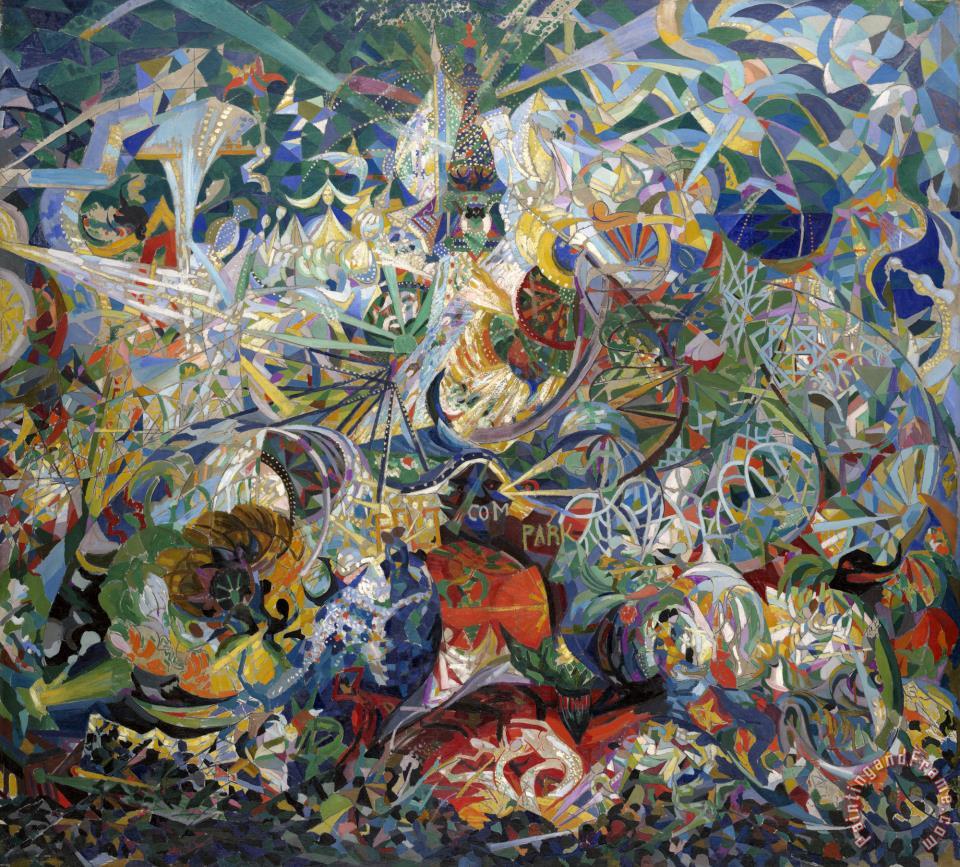960x867 Joseph Stella Battle Of Lights, Coney Island, Mardi Gras Painting - Mardi Gras Painting
