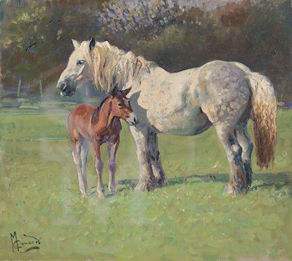 1000x894 Mare And Foal' Original Oil Painting By Malcolm Coward - Mare And Foal Painting