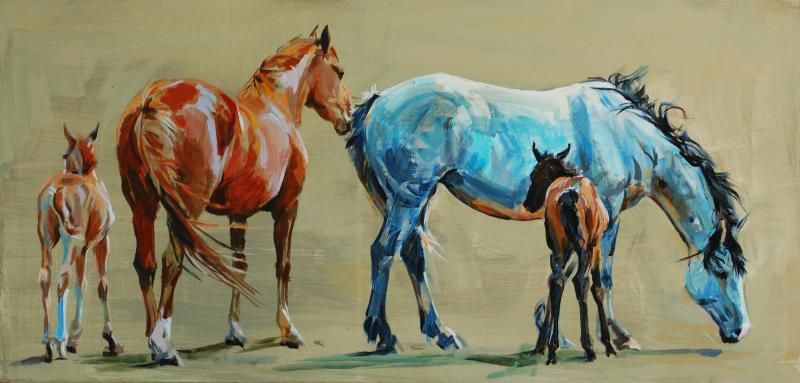 800x383 Mares And Foals - Mare And Foal Painting