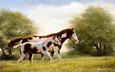 366x231 Paint Mare And Foal - Mare And Foal Painting