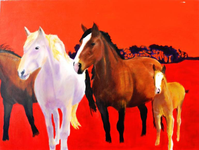 770x581 Saatchi Art Mares And Foal Painting By Sarah Willis - Mare And Foal Painting