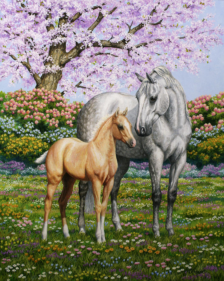 720x900 Spring's Gift - Mare And Foal Painting