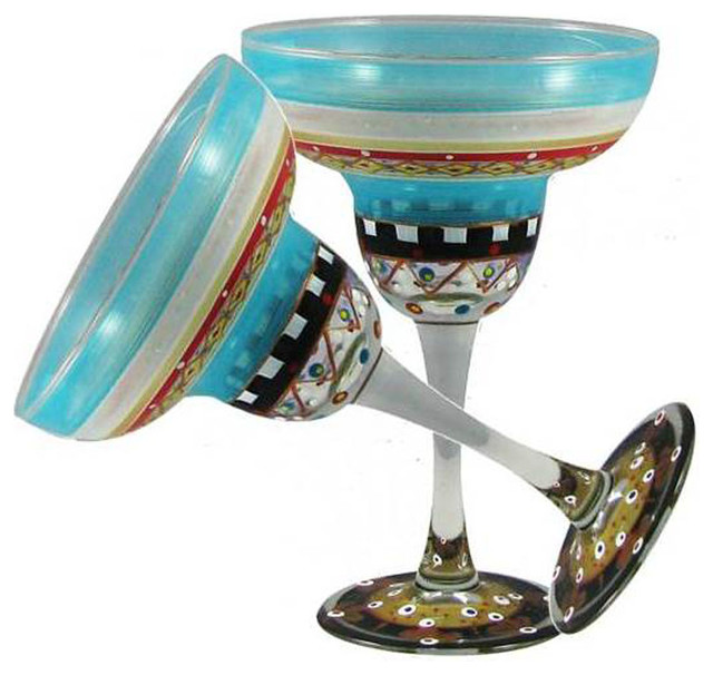 640x606 Mosaic Carnival Margarita Glasses, Set Of 2 - Margarita Glass Painting