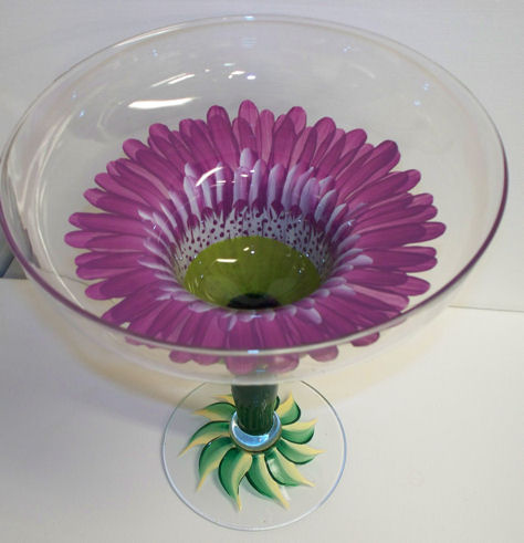 474x491 Painted Margarita Glass Centerpiece - Margarita Glass Painting