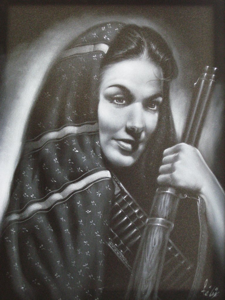 768x1024 Maria Felix, Mexican Actress, Original Oil Painting On Black - Maria Felix Painting