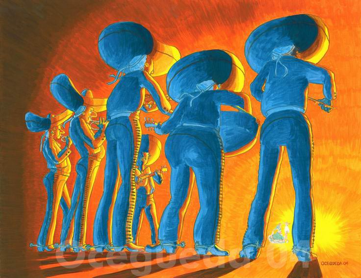 736x567 Mexican Paintings For Sale - Mariachi Painting