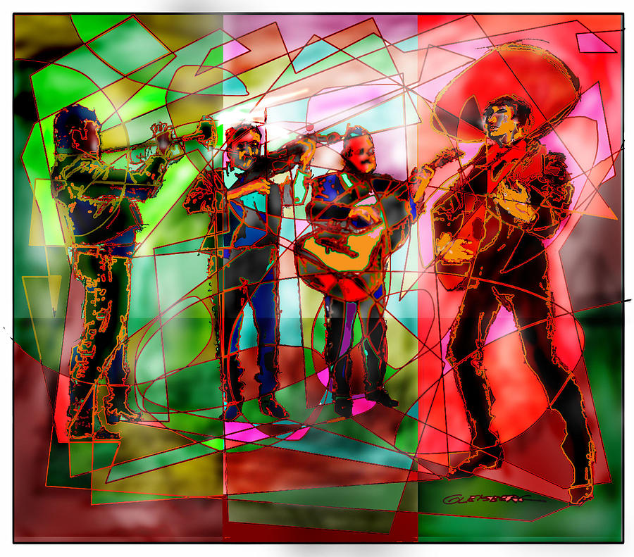 900x791 Neon Mariachi Painting By Craig A Christiansen - Mariachi Painting