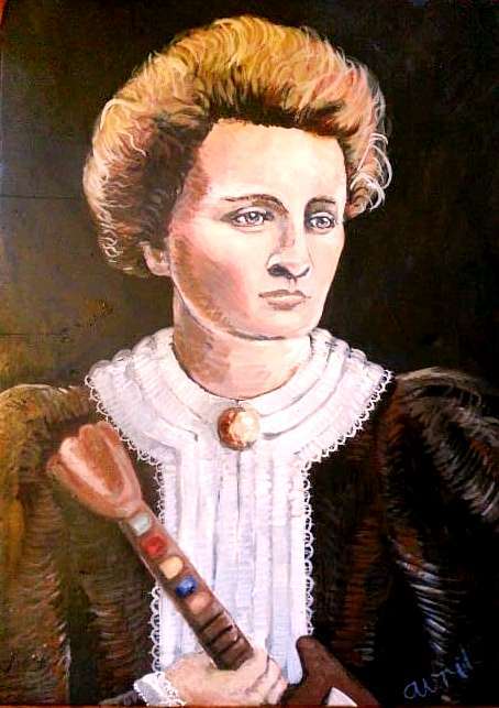 454x643 Marie Curie Plays Guitar Hero Avril E Jean - Marie Curie Painting