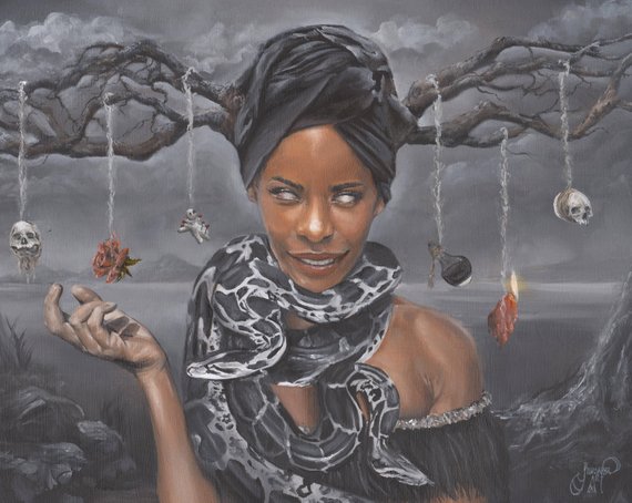 570x454 Marie Laveau Voodoo Queen Portrait Dark Surrealism Oil - Marie Laveau Painting