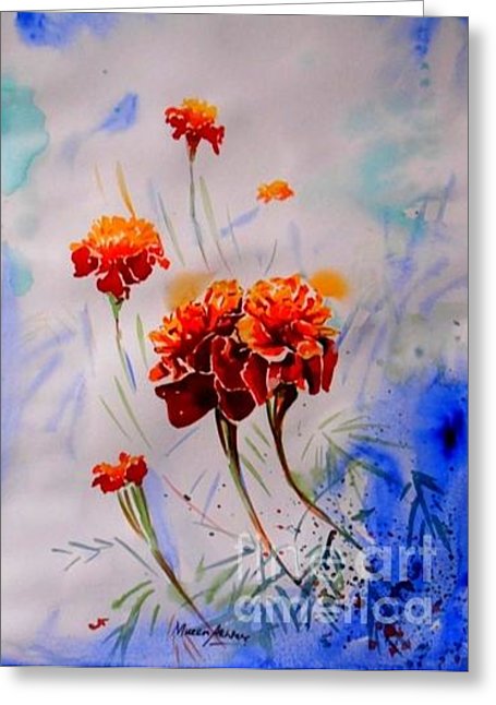 455x646 Marigold Painting By Mueen Akhtar - Marigold Painting