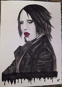 213x300 Marilyn Manson Watercolor Painting Ebay - Marilyn Manson Painting