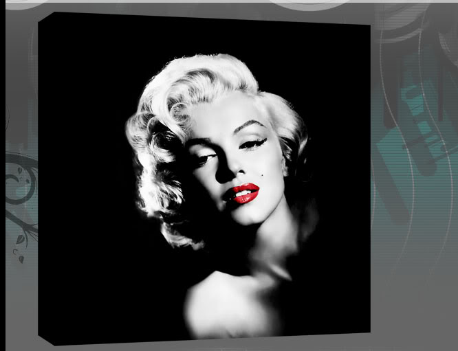 666x511 Marilyn Monroe Black White And Red. Hot Lips 20 Inch Square Canvas - Marilyn Monroe Black And White Painting