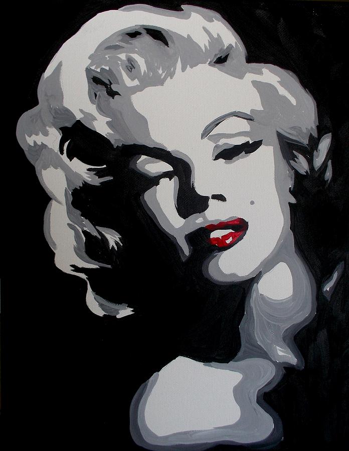 696x900 Marilyn Monroe Red Lips Painting By Marisela Mungia - Marilyn Monroe Black And White Painting