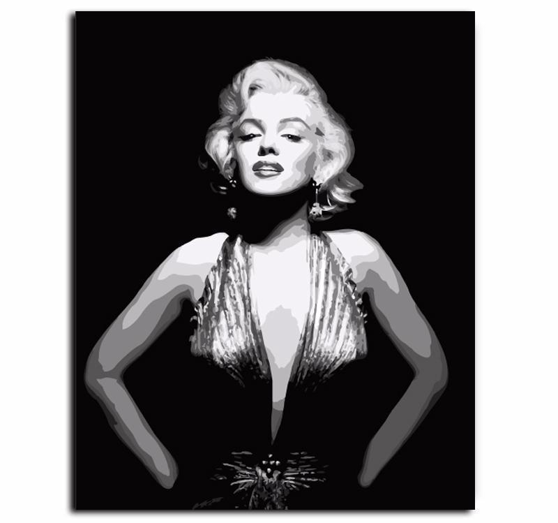 800x749 Marilyn Monroe Paint By Number Kit Paintings - Marilyn Monroe Black And White Painting