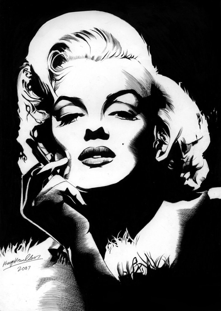 754x1060 Marilyn Monroe By Viktalon - Marilyn Monroe Black And White Painting