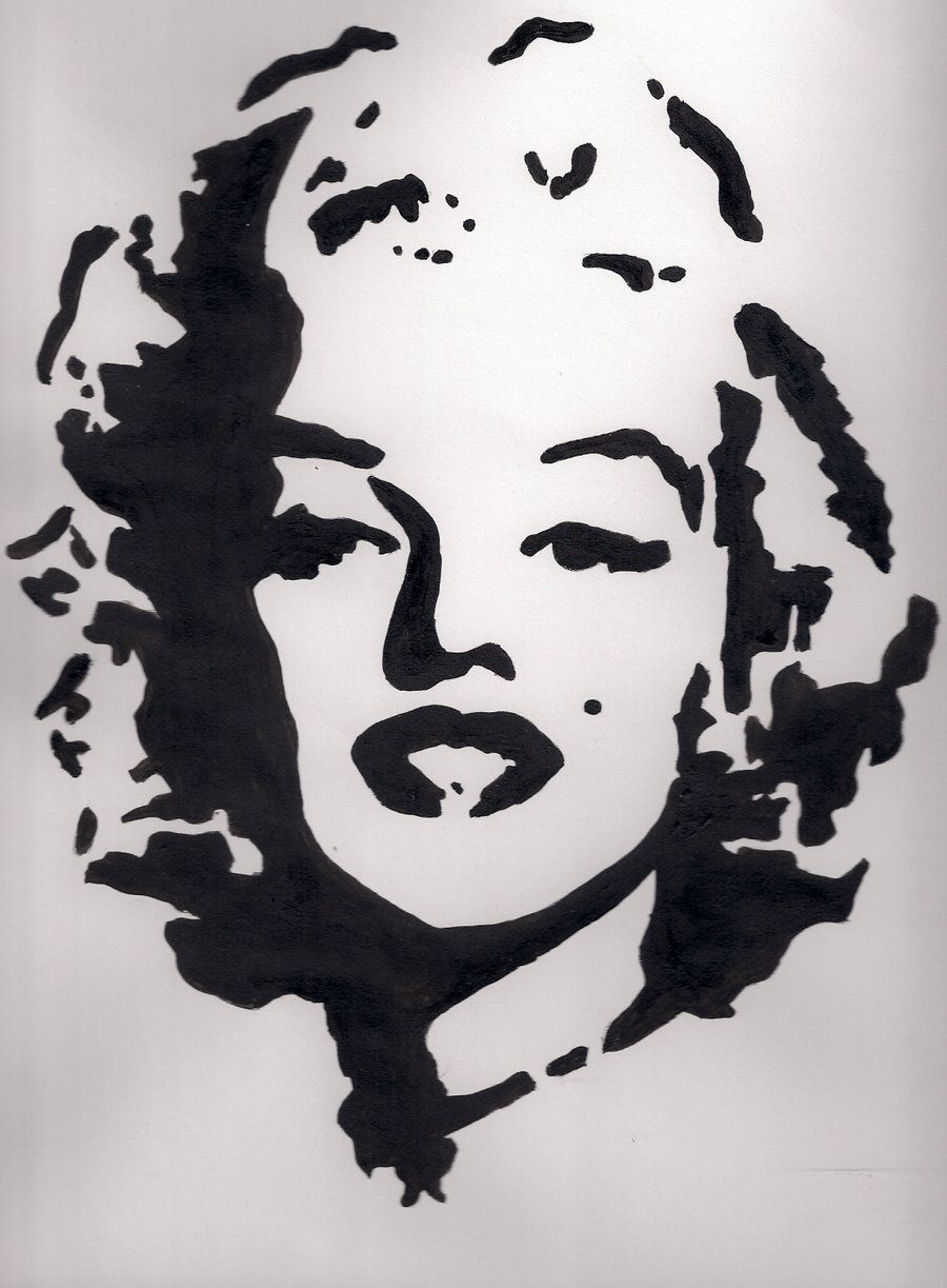 900x1223 Marilyn Art Marilyn Monroe Stencil By An0ymous Traditional Art - Marilyn Monroe Black And White Painting