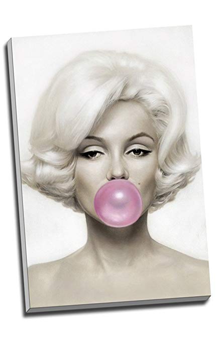 430x679 Marilyn Monroe Pink Bubble Gum Canvas Print Wall Art Picture - Marilyn Monroe Bubblegum Painting
