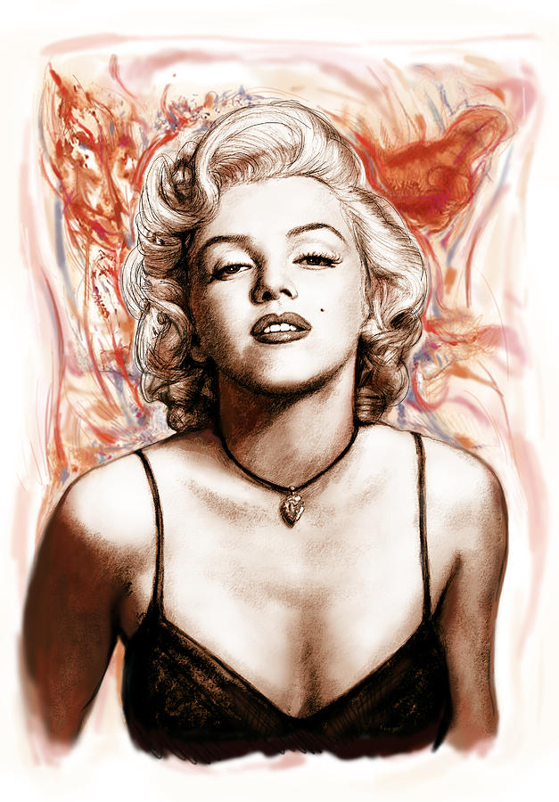 627x900 Marilyn Monroe Pop Art Drawing Sketch Portrait Painting By Kim Wang - Marilyn Monroe Portrait Painting