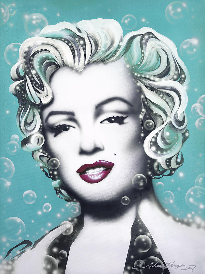 674x900 Marilyn Monroe Turquoise Painting By Alicia Hayes - Marilyn Monroe Portrait Painting