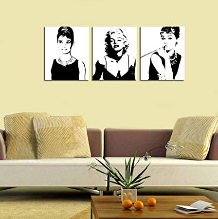 448x450 Framed Marilyn Monroe And Audrey Hepburn Picture Print On Canvas - Marilyn Monroe Wall Painting