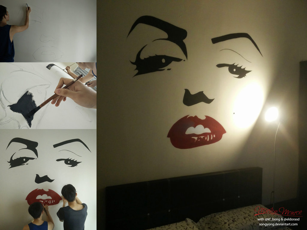 1024x768 Marilyn Monroe Wall Paint By Songyong - Marilyn Monroe Wall Painting