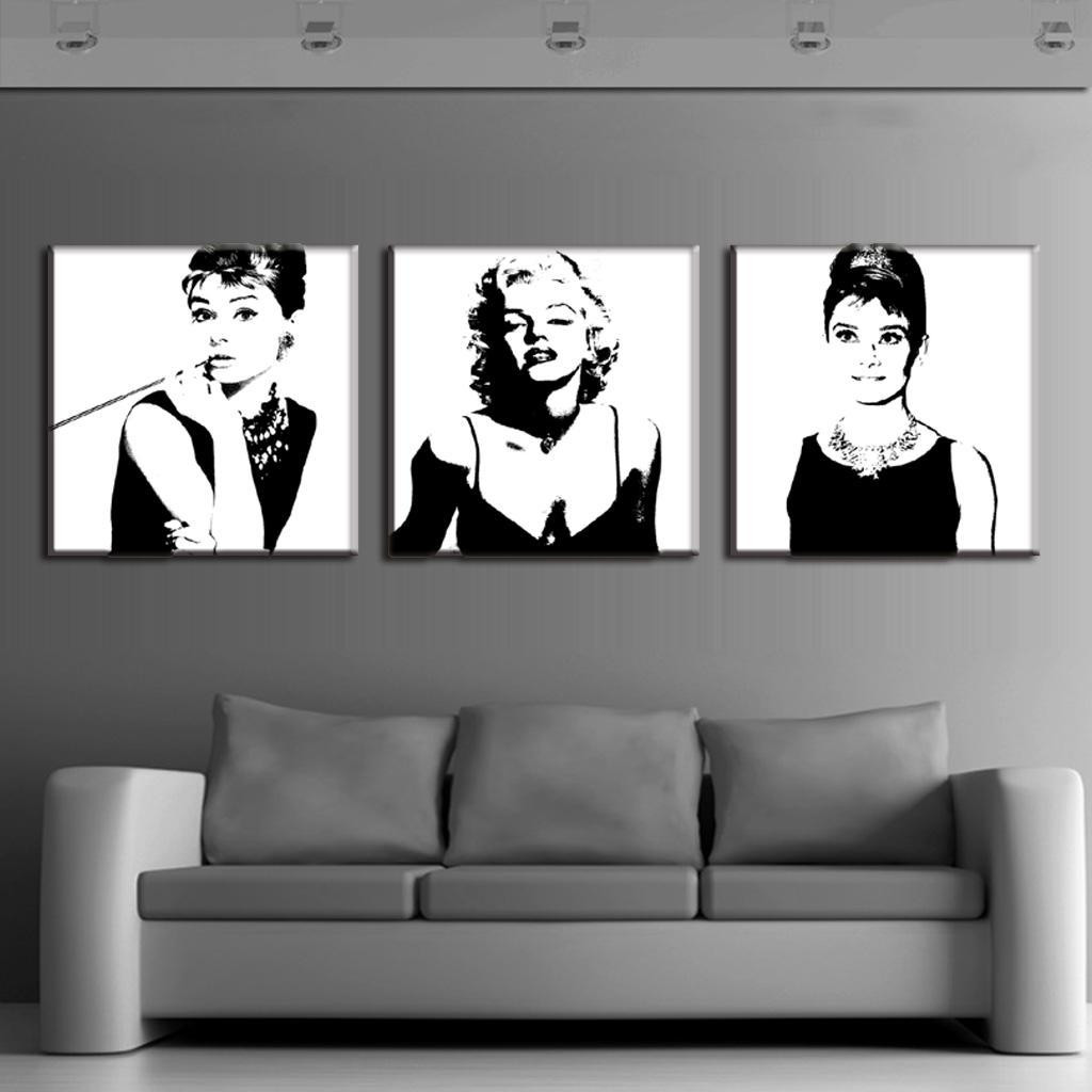 1024x1024 3 Pcs Set Framed Portrait Canvas Painting Black And White Marilyn - Marilyn Monroe Wall Painting