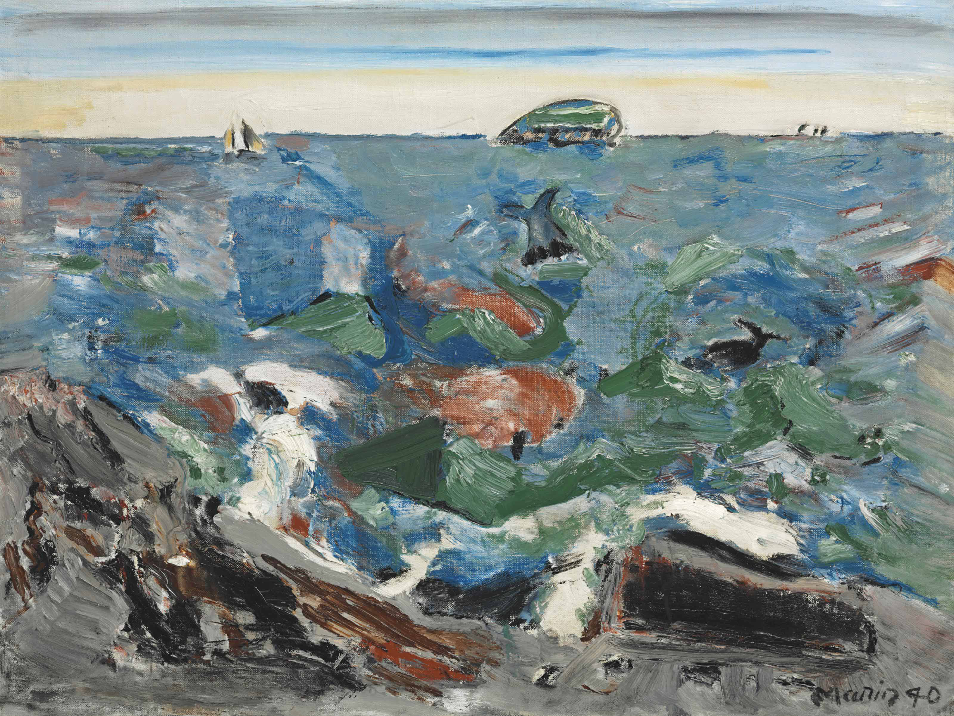 3200x2402 John Marin (1870 1953) Maine Sea With Island 20th Century - Marin Painting