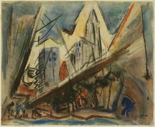 500x409 John Marin. Expert Art Authentication, Certificates Of City - Marin Painting