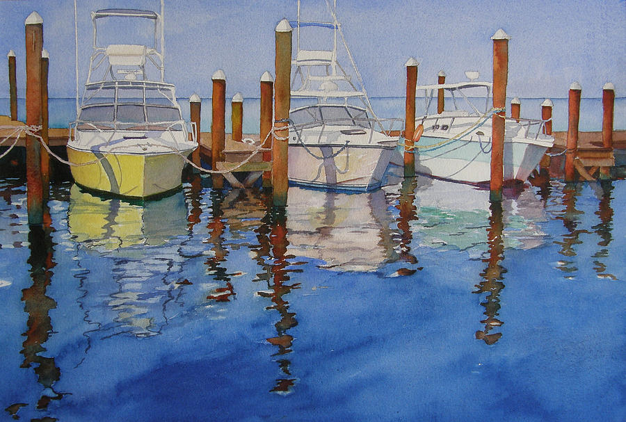 900x607 Marina Painting By Judy Mercer - Marina Painting