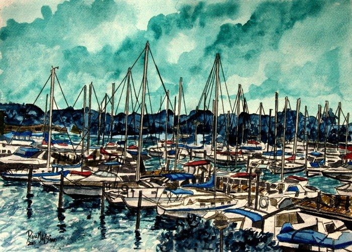 700x501 Modern Art Watercolor, Acrylic, And Oil Paintings Painting - Marina Painting