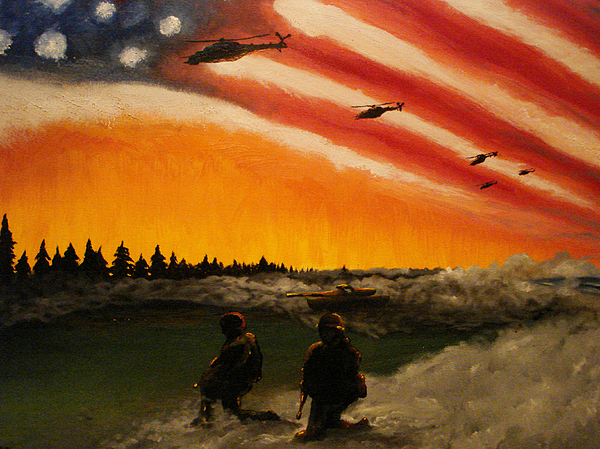 600x449 Marines Painting By Josh Burns - Marine Corps Painting
