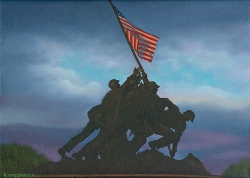 500x357 Painting Marine Memorial (Iwo Jima) - Marine Corps Painting