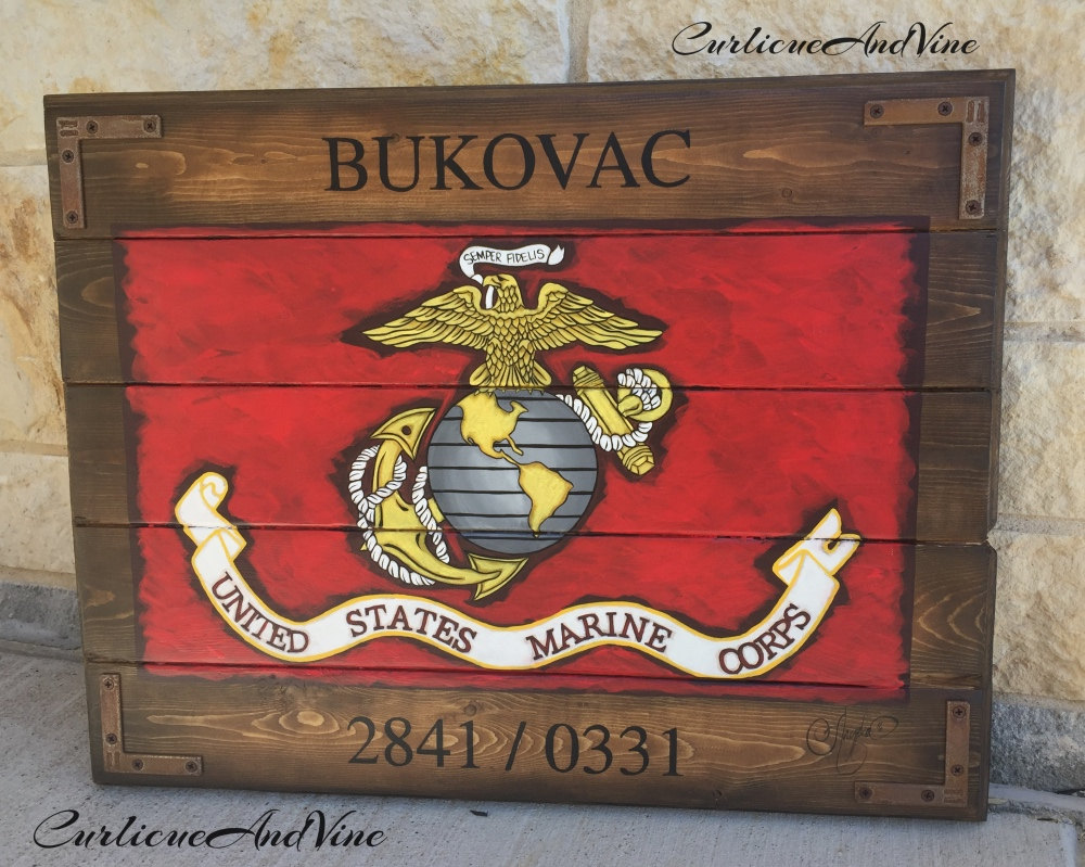1000x799 United States Marine Corps Flag Usmc Pallet Board Military - Marine Corps Painting