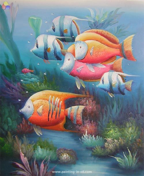 500x612 Marine Life 5 Marine Life, Animals Arts Oil Paintings - Marine Life Painting