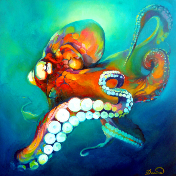 585x588 Marine Life Paintings - Marine Life Painting