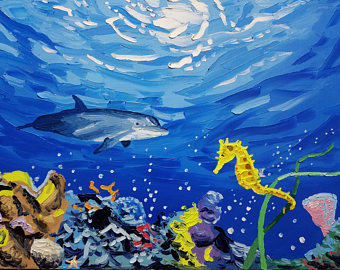 340x270 Original Painting Animal Art Marine Life Painting Canvas - Marine Life Painting